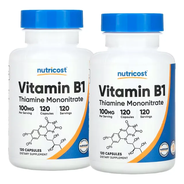 Vitamina B1 100mg Nutricost (tiamina) 120 Capsulas Pack X2