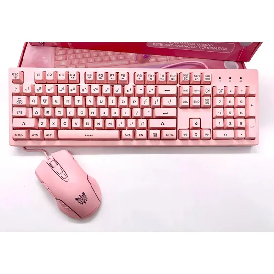 Teclado Mouse Combo Gamer Onikuma G25+cw905 Rosado Rgb