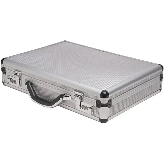 Elegante Portafolio Cubierta De Aluminio, Combinación Doble