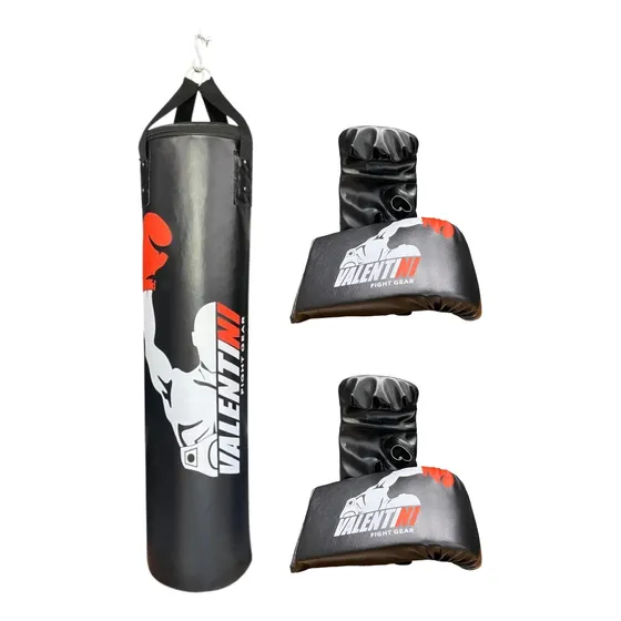 Saco De Pancada Valentini 160 Cm Boxe + 2 Luva Bate Saco Cor Preto