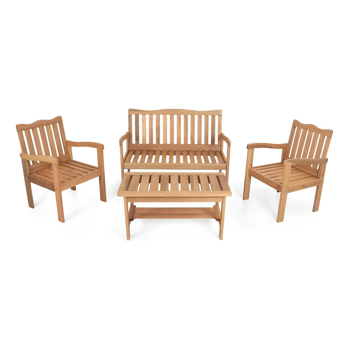 Conjunto Jardim Madeira Eucalipto 4 pecas
