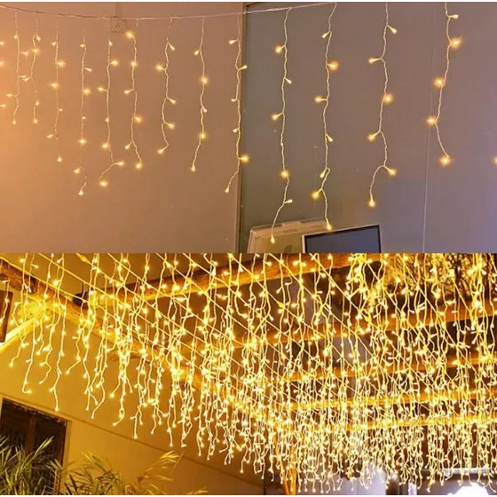 Instalación Luz Cortina O Cascada 6 Mts Ancho Luz Calida