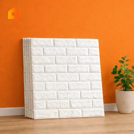 Kit 10 Und De Placas Adesivo 3d Papel Parede Tijolinho 77x70 Branco