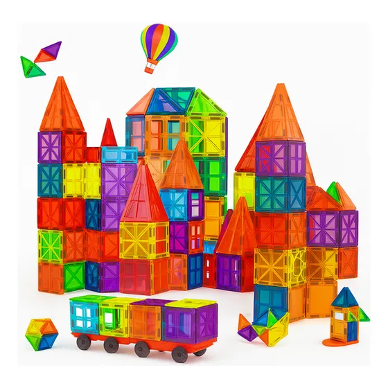 Juego De Bloques Magneticos Tiles Construcción Niños X 100