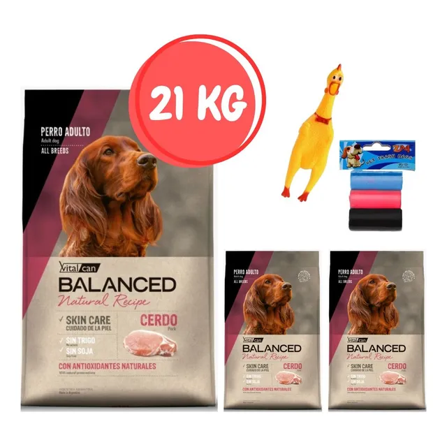 Balanced Cerdo 18+3 Kg + Juguete + 3 Rollos Bolsa Sanitaria