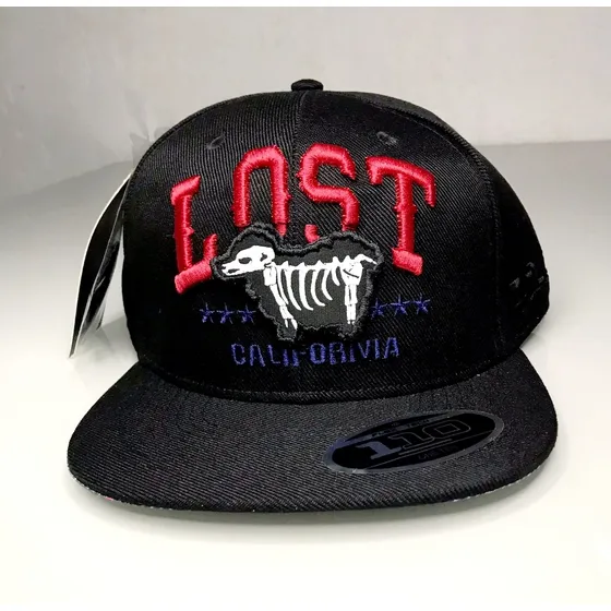 Boné Lost Califórnia Ovelha Preto Fitão Ajustável 