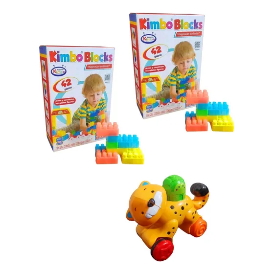 Juguetes Para Bebé 2 Cajas De Bloques + Cheetah