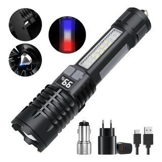 Linterna Led Zoom, Linterna De Carga Usb Con Luz Lateral Cob Linterna Led Zoom, Linterna De Carga Usb Con Luz Lateral Cob
