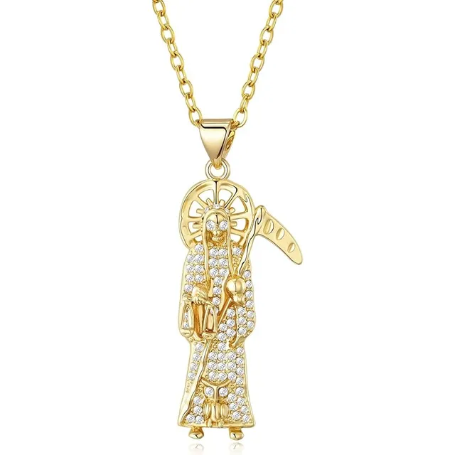 Medalla Collar Santa Muerte Dije Cadena Oro Laminado De 18k tender lihome