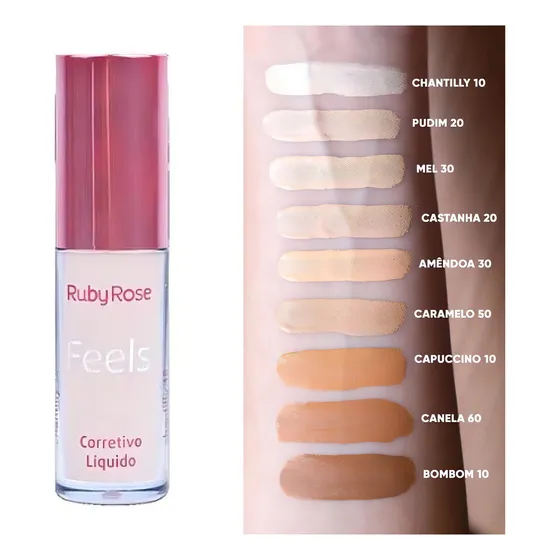 Corrector facial líquido Feels - Ruby Rose Hb8102 Tom Chantilly 10