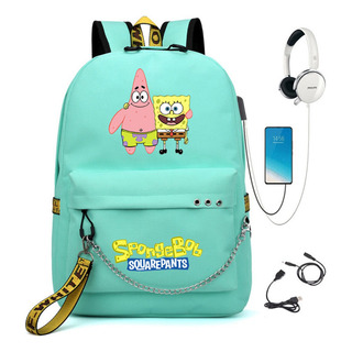 Bob Esponja Mochila Con Usb Puerto For Adolescentes Bob Esponja Mochila Con Usb Puerto For Adolescentes