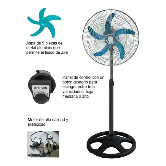 Ventilador 5 Aspas Metálicas Pedestal | Cuotas sin interés