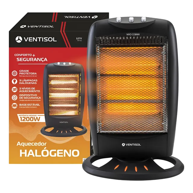 Aquecedor Elétrico Halógeno Lampada 127v 220v 1200w Portátil