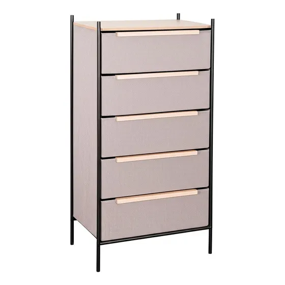 Cajonera Comoda 5 Cajones Carry All® Línea Minimalist Marco Metálico Cubierta Madera