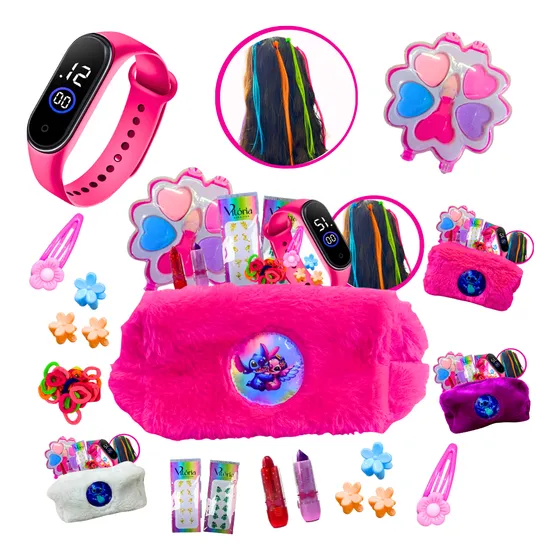 Kit Infantil Criança De Maquiagem Com Nessaire Make Stich