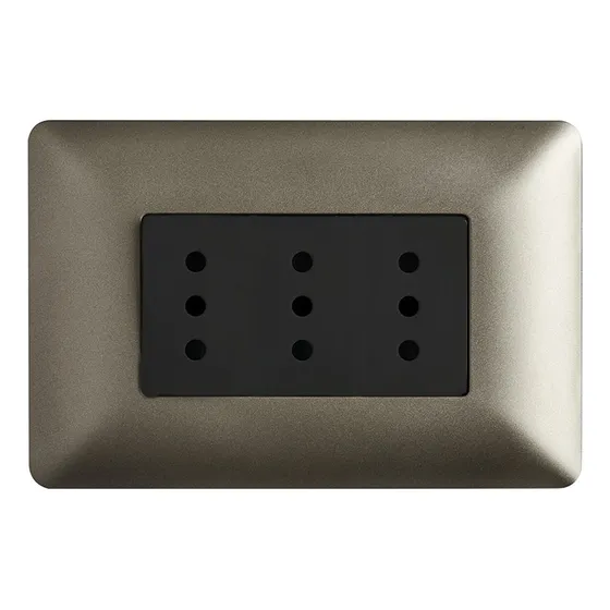 X 10 Tomacorriente Enchufe Triple Punteado Café 10a 220v Sec