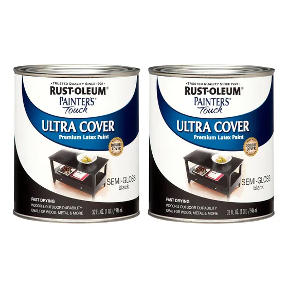 Pintura De Látex Negra Semibrillante 946 Ml Paquete De 2