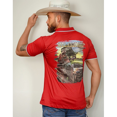 Camiseta Muladeiros Masculina Country Polo Cavalgada Rodeio Camiseta Muladeiros Masculina Country Polo Cavalgada Rodeio