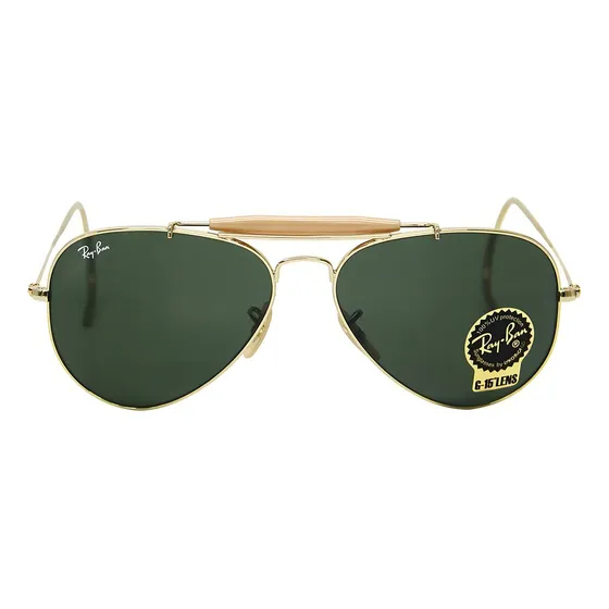 Anteojos de sol Ray-Ban Aviator Outdoorsman talle 58 XL armazón polished gold y lente green