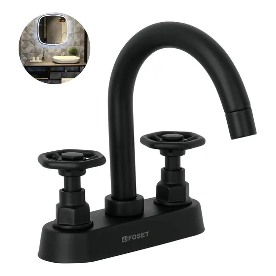 Mezcladora P/lavabo Manerales Redondos Negro Foset 46755 Color Negro