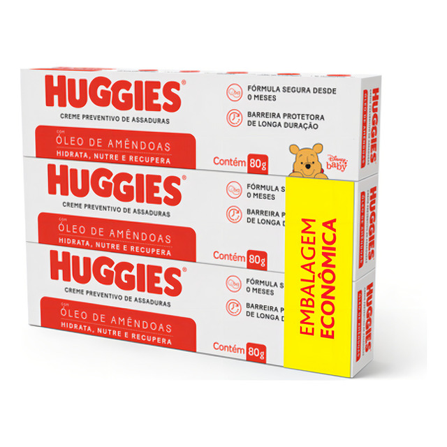 Huggies Creme Preventivo Assaduras Pele Protegida C/3 De 80g Huggies Creme Preventivo Assaduras Pele Protegida C/3 De 80g