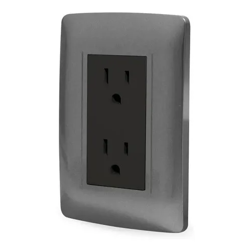 Kit De 5 Contacto Duplex 2 Polos + Tierra Toscana Grafito Color Gris
