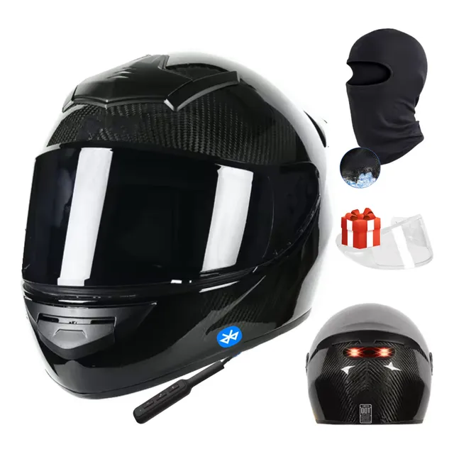 Phosphaino Casco Para Moto Con Bluetooth Para Comunicación Música Y Luz Led Tamaño XL (61-62cm)