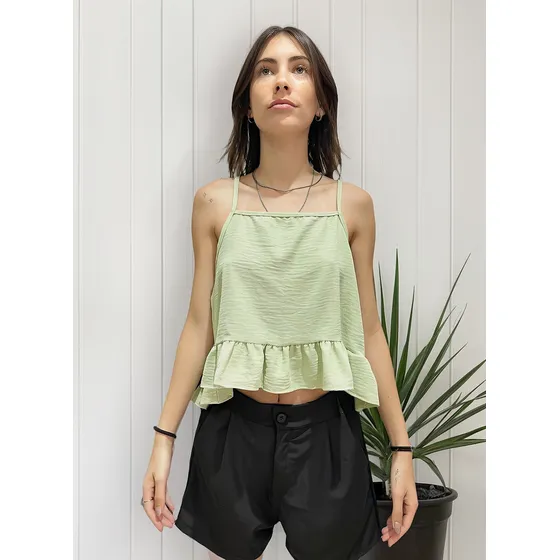 Blusa Volado Suelta Mujer Corta Top Con Brillo Noche Fiesta