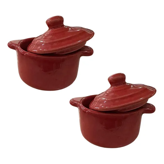 Kit 2 Mini Caçarolas Panelinha Em Porcelana 150ml