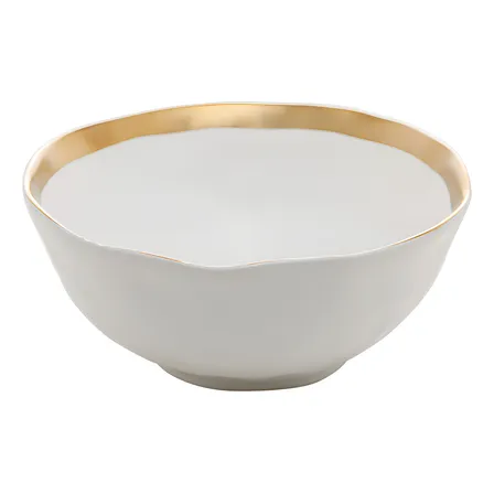 Bowl De Porcelana Branco E Dourado Dubai 15x7cm Wolff