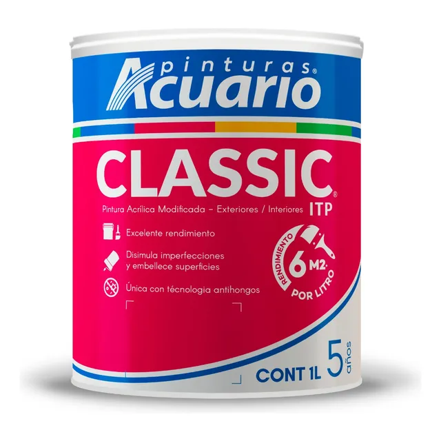 Pintura Vinilica Acrilica Lavable Acuario Classic 1 Litro