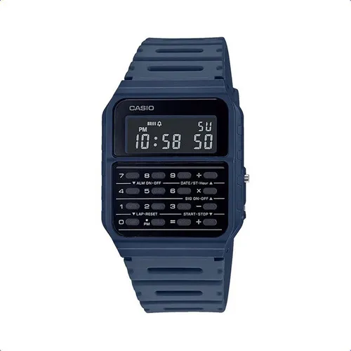Reloj Casio Ca-53wf-2b Calculadora Color de la malla Azul Color del bisel Negro Color del fondo Negro