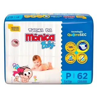 Fraldas DescartĂĄveis Baby Qu4trosec Com 62 Unidades Tamanho P Turma Da MĂŽnica Fraldas DescartĂĄveis Baby Qu4trosec Com 62 Unidades Tamanho P Turma Da MĂŽnica