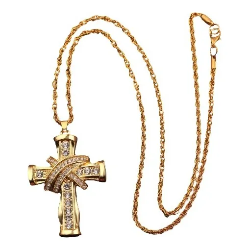 Cadena Colgante Cruz Religioso Hip Hop Vintage Joya Cubana