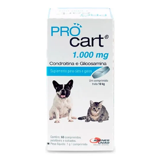 Pro Cart Condroitina E Glicosamina 1000mg Cães/gatos 60 Comp