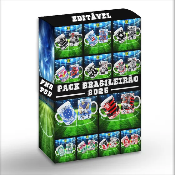 Pack De Artes Brasileirão 2025 Canecas Personalizadas