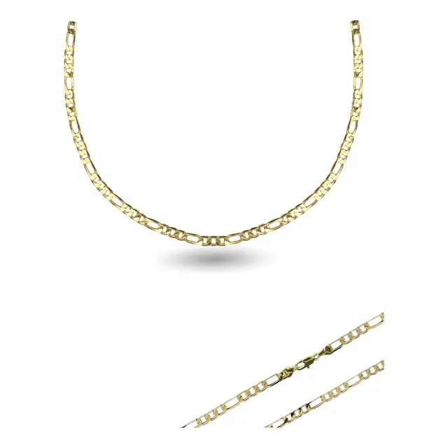 Cadena Dije Oro Laminado 18k Tejido Tres Eslabones Redondos Por Uno Ovalado 60 Cm De Largo 4 Mm Espesor Calibre 100 Collar Ideal Para Regalar En Ocasiones Especiales Cumpleaños Aniversario