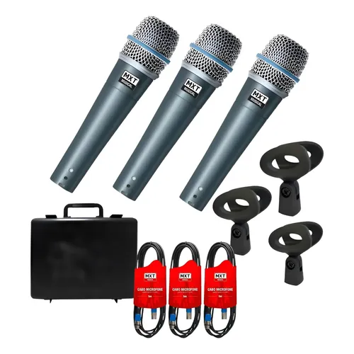 Microfone Condensador Kit 2 Unidades Case Samson C02 Sac02 Prata