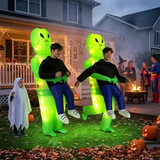 Disfraz Cosplay Alien Inflable Con Luz Para Niño Y Adultos Verde Claro Child(120-150cm)