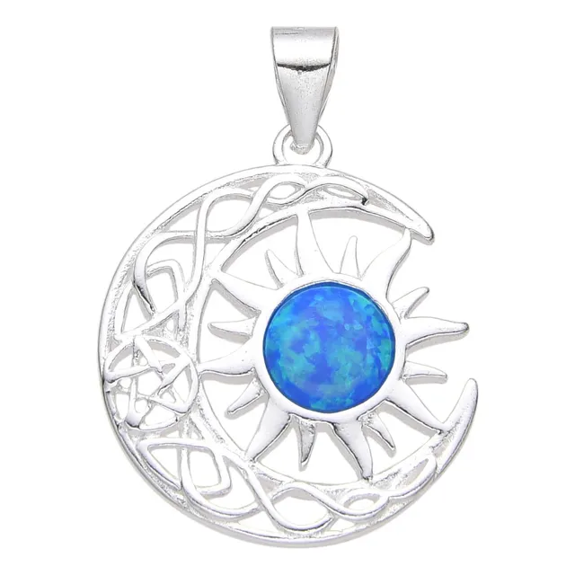 Dije Plata 925 Luna Sol Piedra Azul