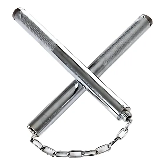 Chacos Nunchakus Metalicos Para Artes Marciales Color Plateado