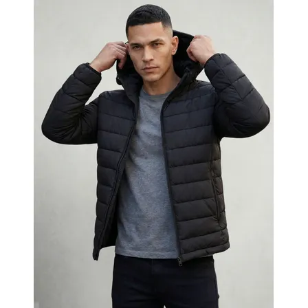 Bobojaco Masculino Térmico Corta Vento Capuz Impermeável Preto G Lisa