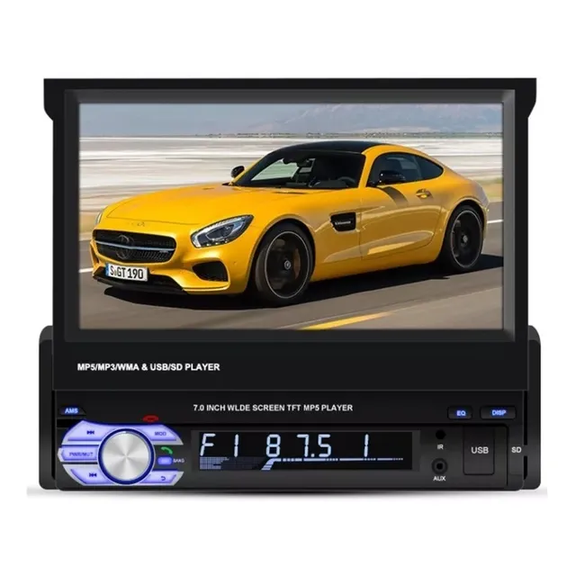 Reproductor 1 Din Retráctil Usb Fm Bluetooth  