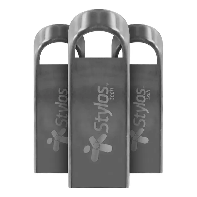 Kit 3 memoria usb 128gb Stylos Stmus5128b St500 color plateado lisa
