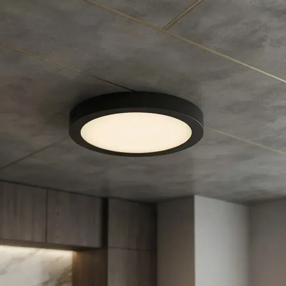 Foco Panel Led 24w Plafón Redondo 30cm Sobrepuesto Negro Luz Fría 6000k Demasled