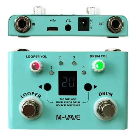Pedal M-vave Looper E Drum Lost Tempo 30 Baterias 11 Min Guitarra Azul