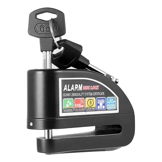 Candado De Disco Negro Locks Con Alarma Para Moto
