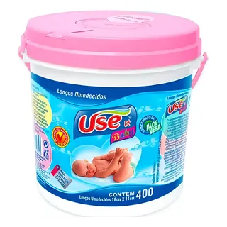 Lenços Umedecidos Use It Baby Balde C/ 400 Toalhas Aloe Vera