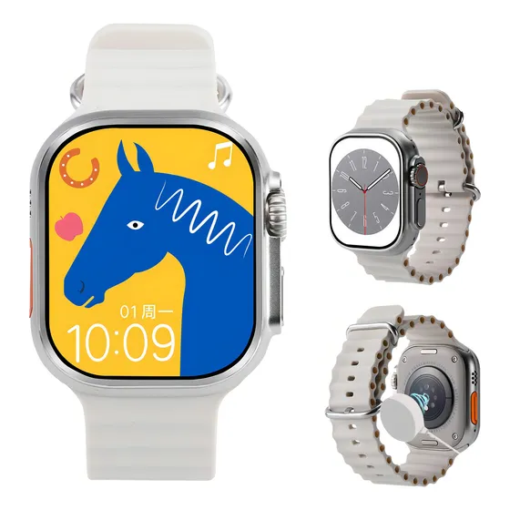 Smartwatch Relógio Digital Amoled 4gb Hello3 Android Ios Caixa Cinza Pulseira Branco Bisel Cinza Desenho Da Pulseira Mesh