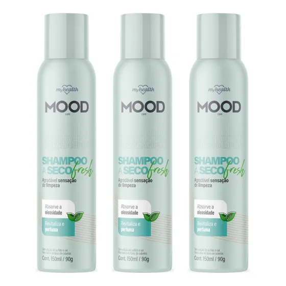 3 Shampoo A Seco Mood Care 150ml Revitalizador Cabelos Limpo